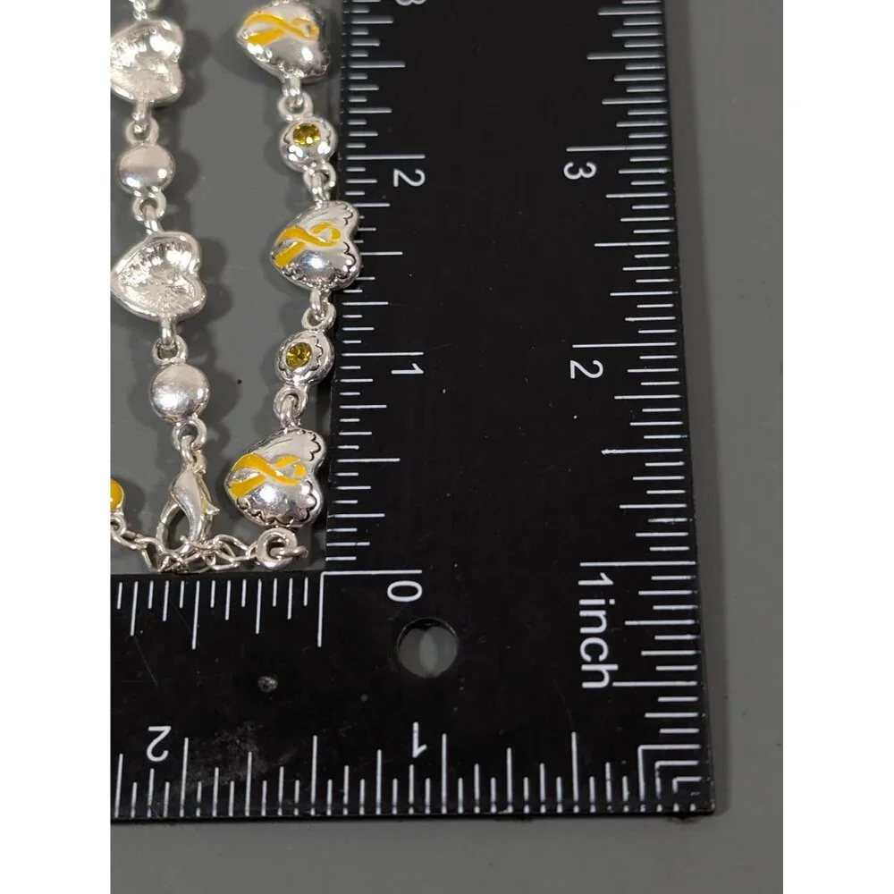 Yellow Ribbon Awareness Bracelet Rhinestone Heart Tennis 7